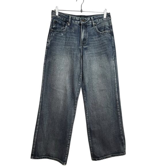 Rise Wide Leg Jeans Women’s Size 7 Blue High Rise Vintage Wash Straight Denim - Picture 1 of 10